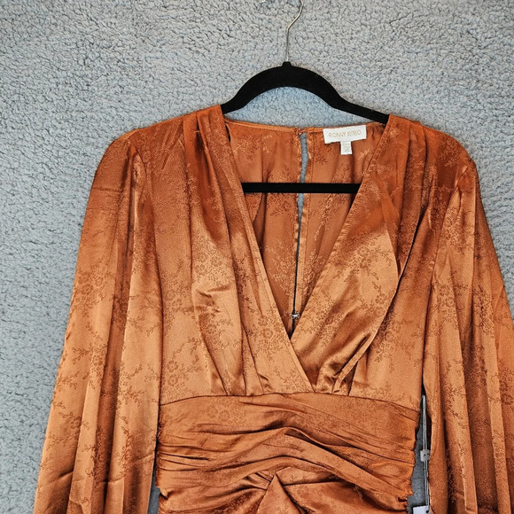 Rony Kobo Womens Orange Rust Carissa Mini Cocktail Club Dress Sz Xs Party FLAWS - Picture 7 of 15